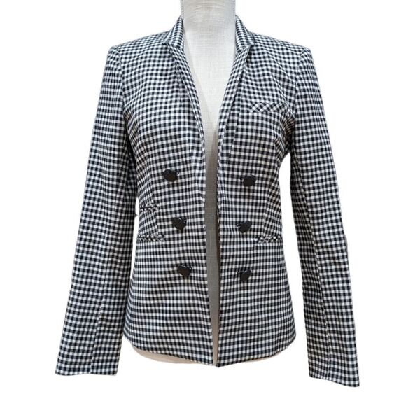 NWT Veronica Beard Cottage Gingham Large Lapel Jacket Black & White Plaid Size 4 - Picture 4 of 14